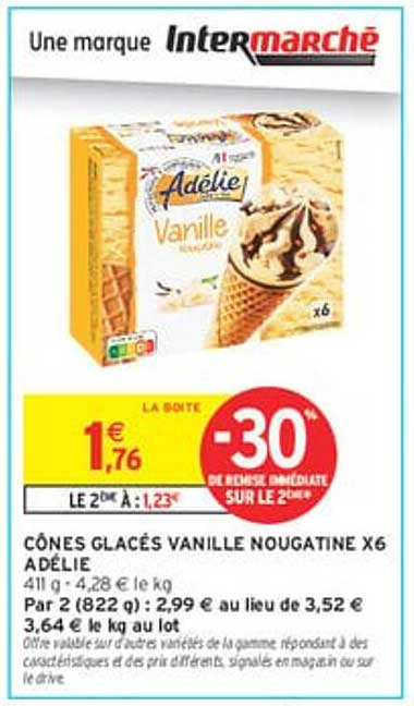 Cônes Glacés Vanille Nougatine X6 Adélie