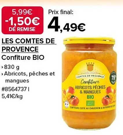 Confiture BIO Abricots, pêches et mangues