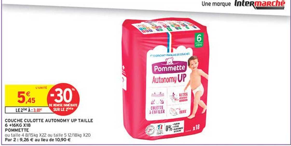 COUCHE CULOTTE AUTONOMY UP TAILLE 6 +16KG X18 POMMETTE