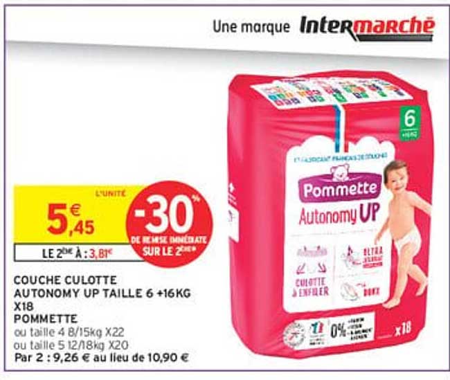 COUCHE CULOTTE AUTONOMY UP TAILLE 6 +16KG X18 POMMETTE
