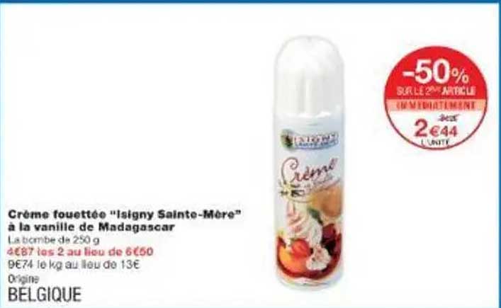 Crème fouettée "Isigny Sainte-Mère" à la vanille de Madagascar