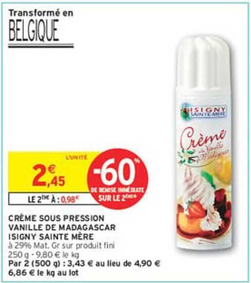 CRÈME SOUS PRESSION VANILLE DE MADAGASCAR ISIGNY SAINTE MÈRE