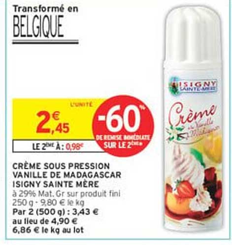 CRÈME SOUS PRESSION VANILLE DE MADAGASCAR ISIGNY SAINTE MÈRE