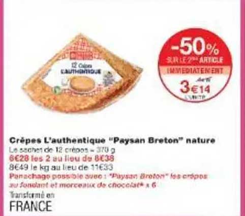 Crêpes L'authentique "Paysan Breton" nature