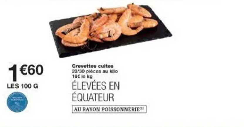 Crevettes cuites 20/30 pièces au kilo