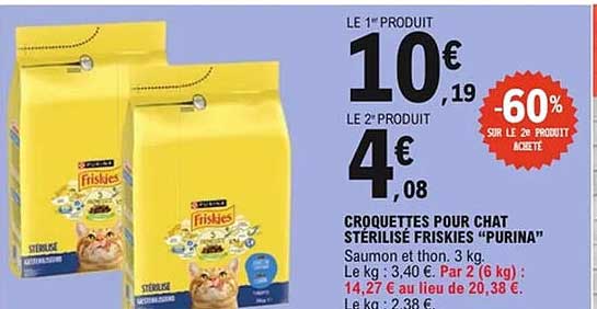 CROQUETTES POUR CHAT STERILISÉ FRISKIES "PURINA"