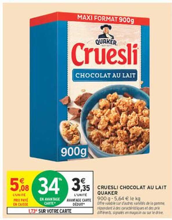 CRUESLI CHOCOLAT AU LAIT QUAKER