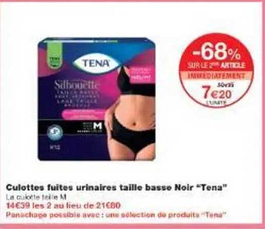 Culottes fuites urinaires taille basse Noir "Tena"