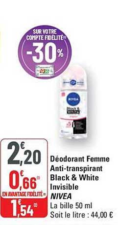 Déodorant Femme Anti-transpirant Black & White Invisible NIVEA