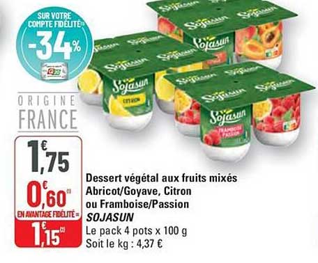 Dessert végétal aux fruits mélangés Sojasun