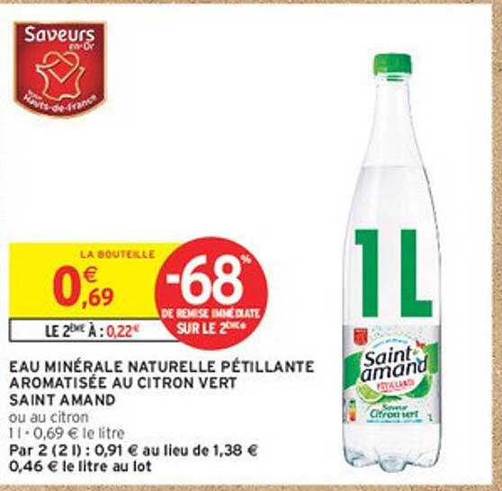 EAU MINÉRALE NATURELLE PÉTILLANTE AROMATISÉE AU CITRON VERT SAINT AMAND