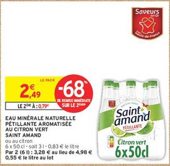EAU MINÉRALE NATURELLE PÉTILLANTE AROMATISÉE AU CITRON VERT SAINT AMAND