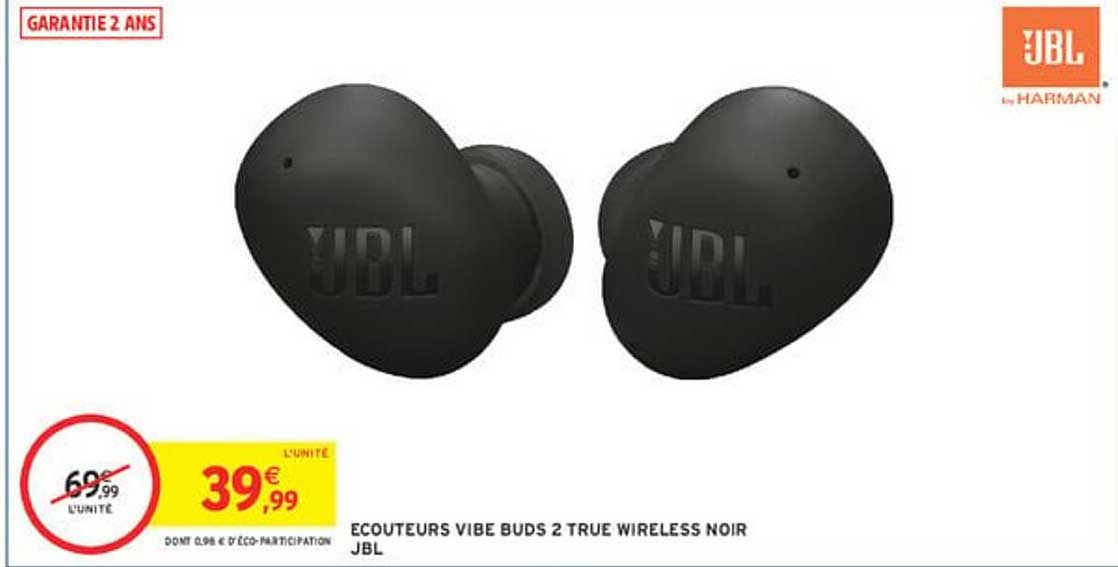 ECOUTEURS VIBE BUDS 2 TRUE WIRELESS NOIR JBL