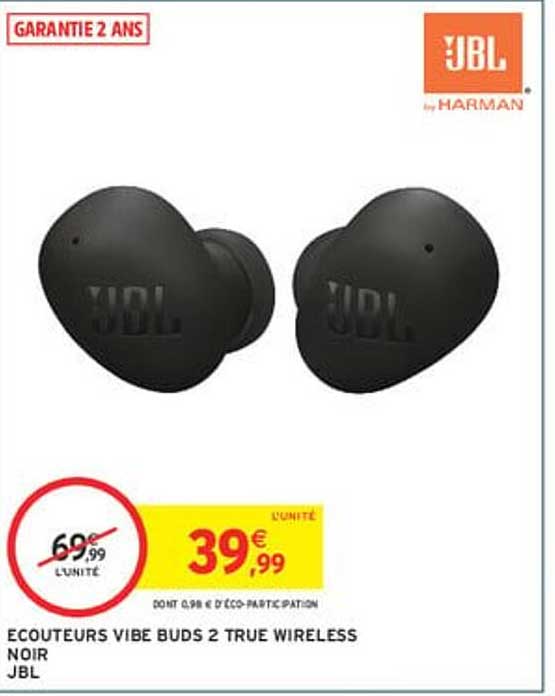 ECOUTEURS VIBE BUDS 2 TRUE WIRELESS NOIR JBL