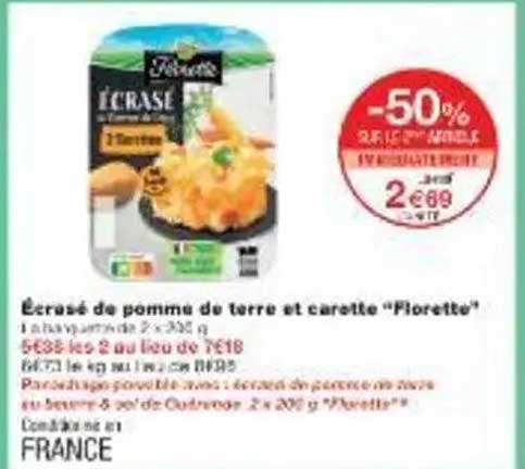 Écrasé de pomme de terre et carotte "Florette"