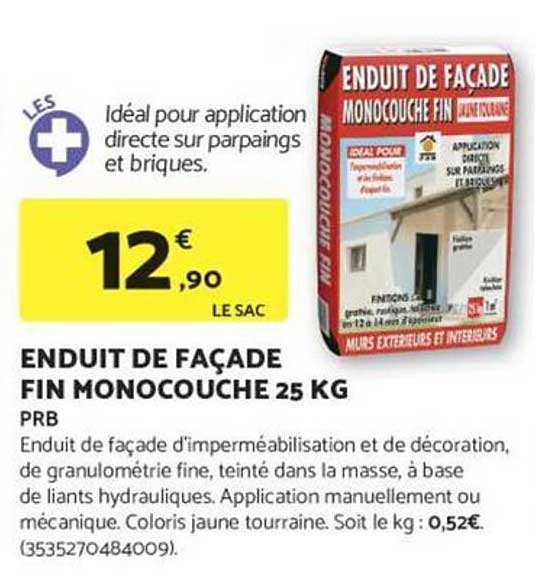 ENDUIT DE FAÇADE FIN MONOCOUCHE 25 KG
