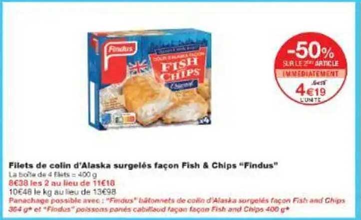 Filets de colin d'Alaska surgelés façon Fish & Chips "Findus"