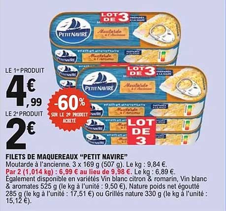 FILETS DE MAQUEREAUX "PETIT NAVIRE"