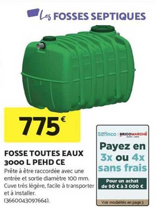 FOSSE TOUTES EAUX 3000 L PEHD CE
