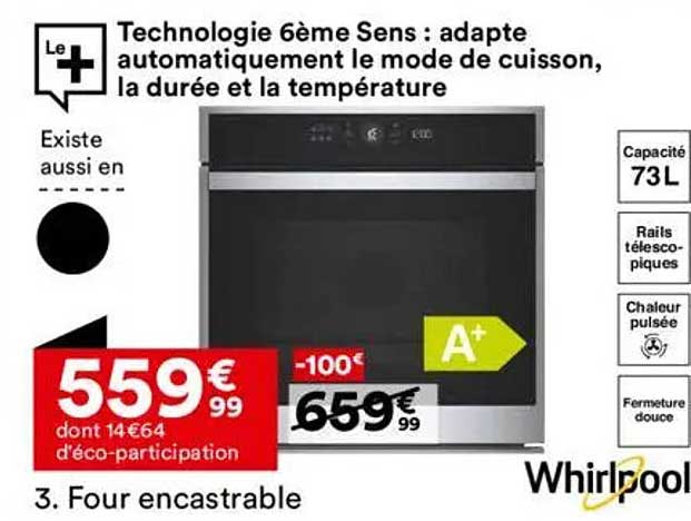 Four encastrable Whirlpool avec technologie 6ème Sens