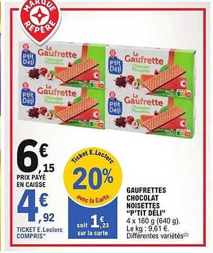 GAUFRETTES CHOCOLAT NOISETTES 'P'TIT DÉLI'