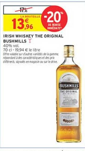 IRISH WHISKEY THE ORIGINAL BUSHMILLS