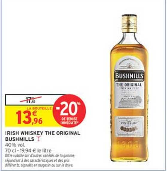IRISH WHISKEY THE ORIGINAL BUSHMILLS