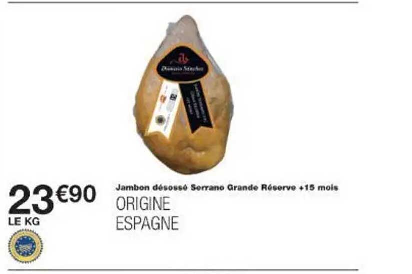 Jambon désossé Serrano Grande Réserve +15 mois