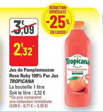 Jus de Pamplemousse Rose Ruby 100% Pur Jus TROPICANA