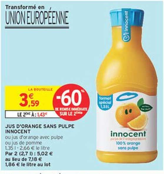 JUS D'ORANGE SANS PULPE INNOCENT