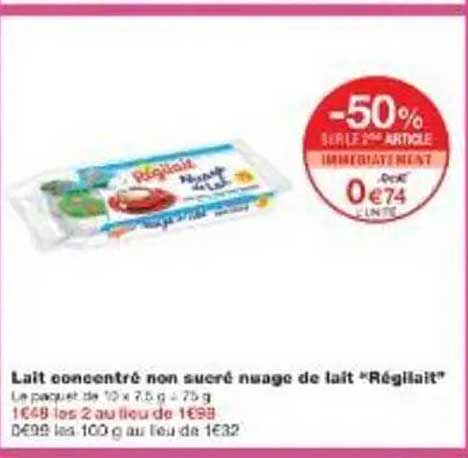 Lait concentré non sucré nuage de lait "Régilait"