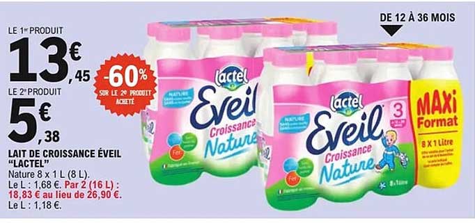 Lait de croissance Éveil "Lactel"