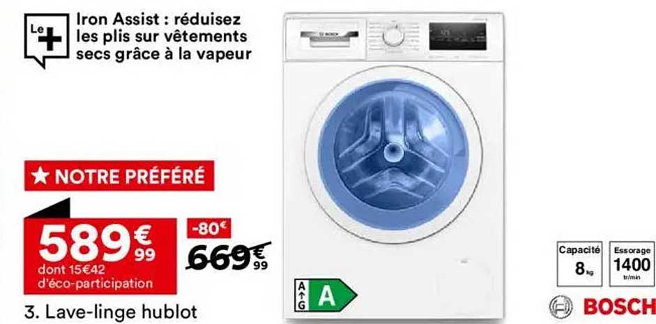 Lave-linge hublot Bosch - 8 kg - Essorage 1400 tr/min