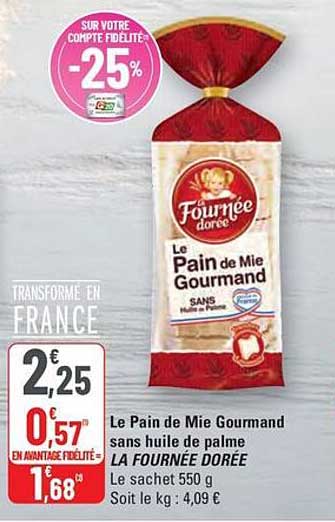 Le Pain de Mie Gourmand sans huile de palme