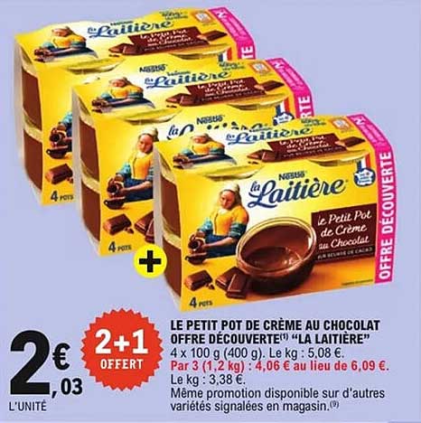 LE PETIT POT DE CRÈME AU CHOCOLAT OFFRE DÉCOUVERTE "LA LAITIÈRE"