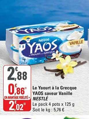 Le Yaourt à la Grecque YAOS saveur Vanille NESTLÉ