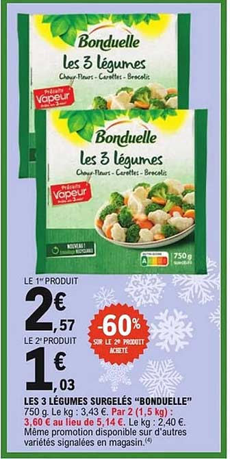 Les 3 légumes surgelés "Bonduelle"