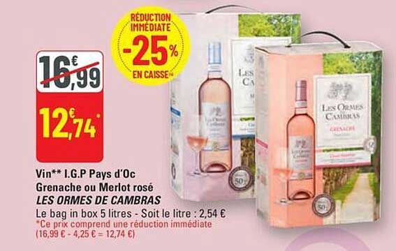 Les Ormes de Cambras Grenache ou Merlot rosé