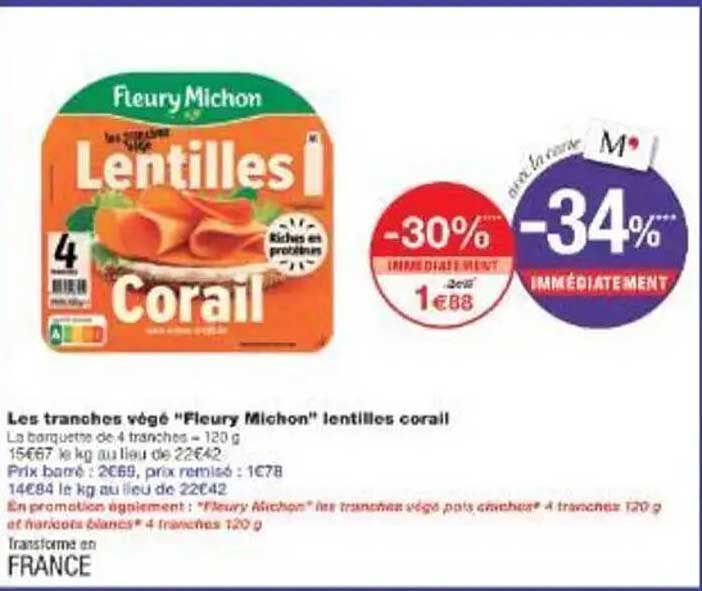 Les tranches végan 'Fleury Michon' lentilles corail