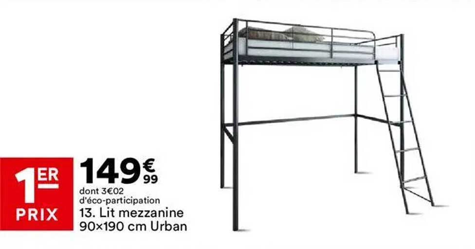 Lit mezzanine 90x190 cm Urban