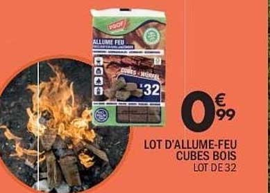 LOT D'ALLUME-FEU CUBES BOIS LOT DE 32