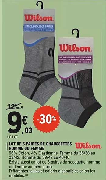 LOT DE 6 PAIRES DE CHAUSSETTES HOMME OU FEMME