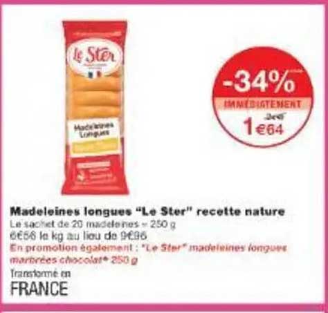 Madeleines longues "Le Ster" recette nature