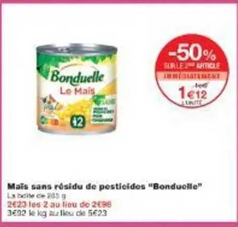 Maïs sans résidu de pesticides "Bonduelle"