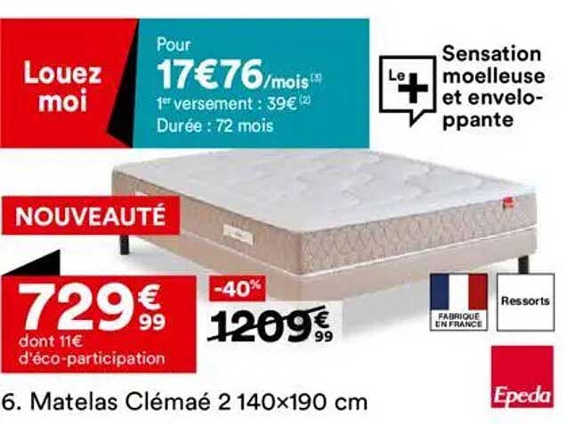 Matelas Cléméa 2 140x190 cm