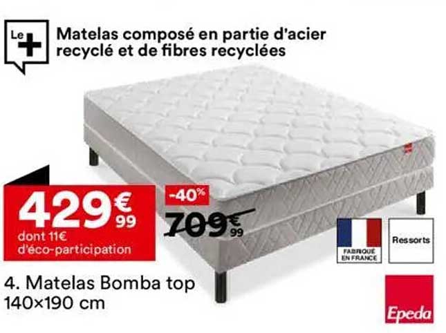 Matelas composé en partie d’acier recyclé et de fibres recyclées