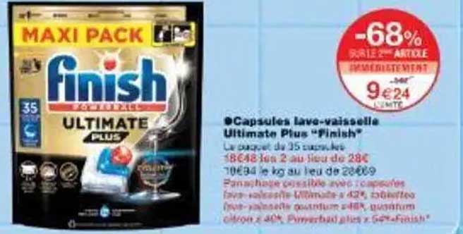 MAXI PACK Finish capsules lave-vaisselle Ultimate Plus