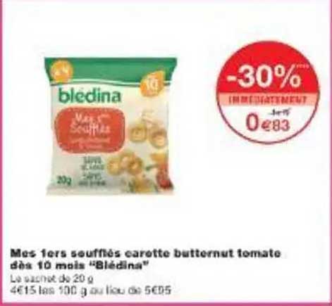 Mes 1ers soufflés carotte butternut tomate dès 10 mois “Bledina”