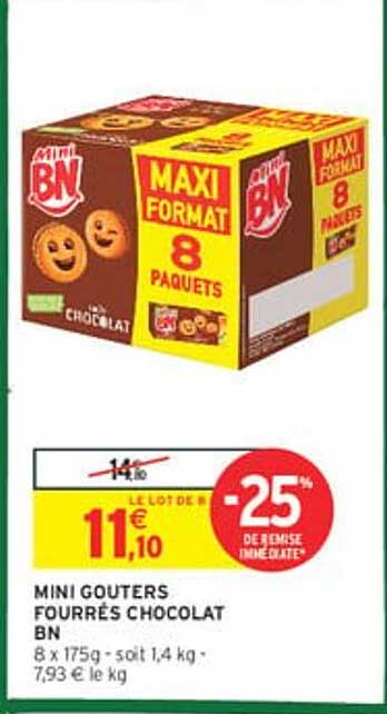 MINI GOUTERS FOURRÉS CHOCOLAT BN
