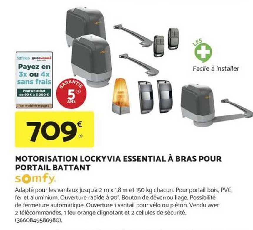 MOTORISATION LOCKYVIA ESSENTIAL À BRAS POUR PORTAIL BATTANT